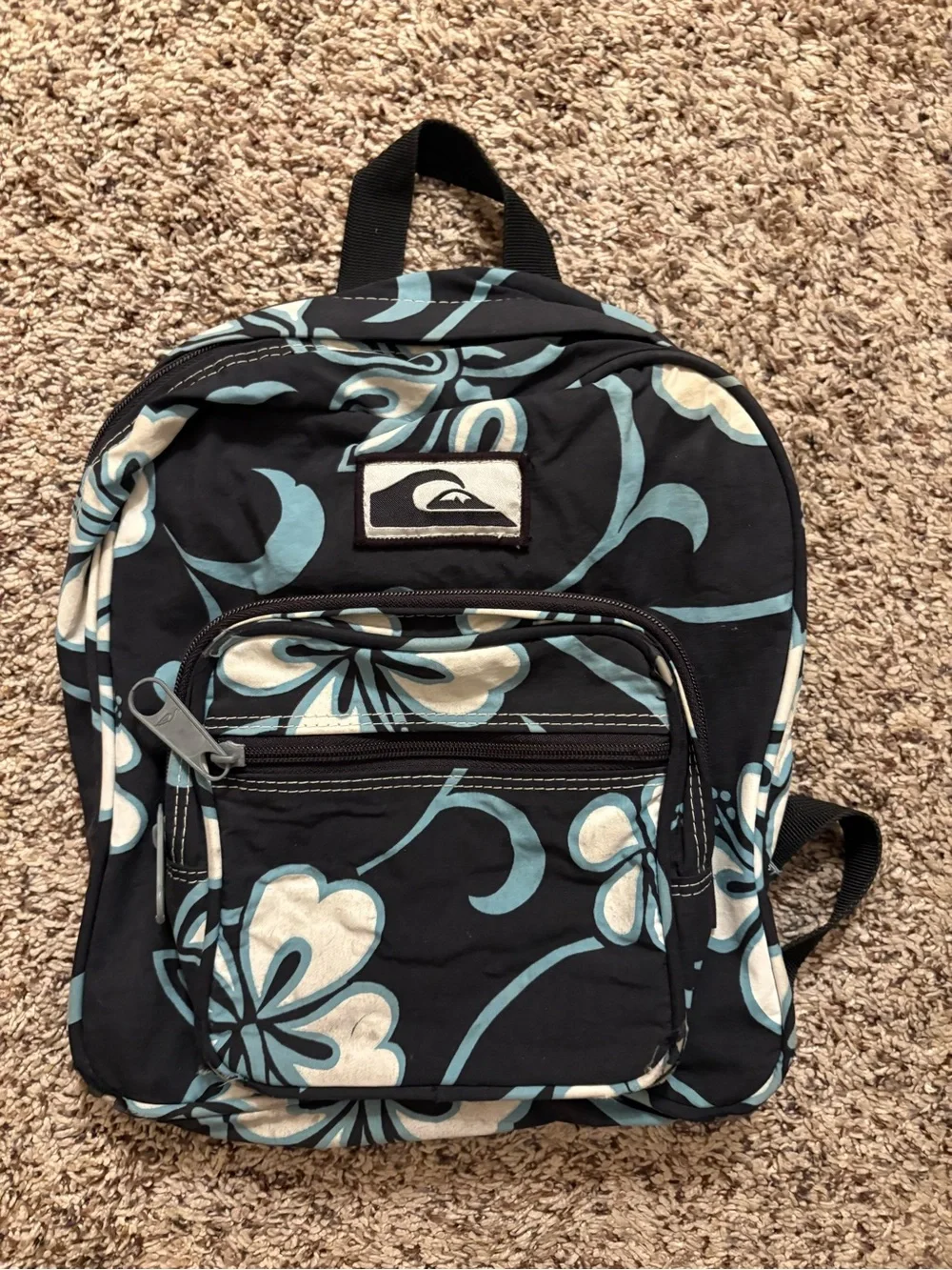 Vintage Quiksilver Floral Mini Backpack Y2K Hawaiian Surf Bag Fair Condition
